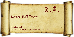 Kota Péter névjegykártya